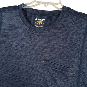 Ariat Rebar Men's Large Navy Blue Heathered Pocket Peformance Athletic T-Shirt